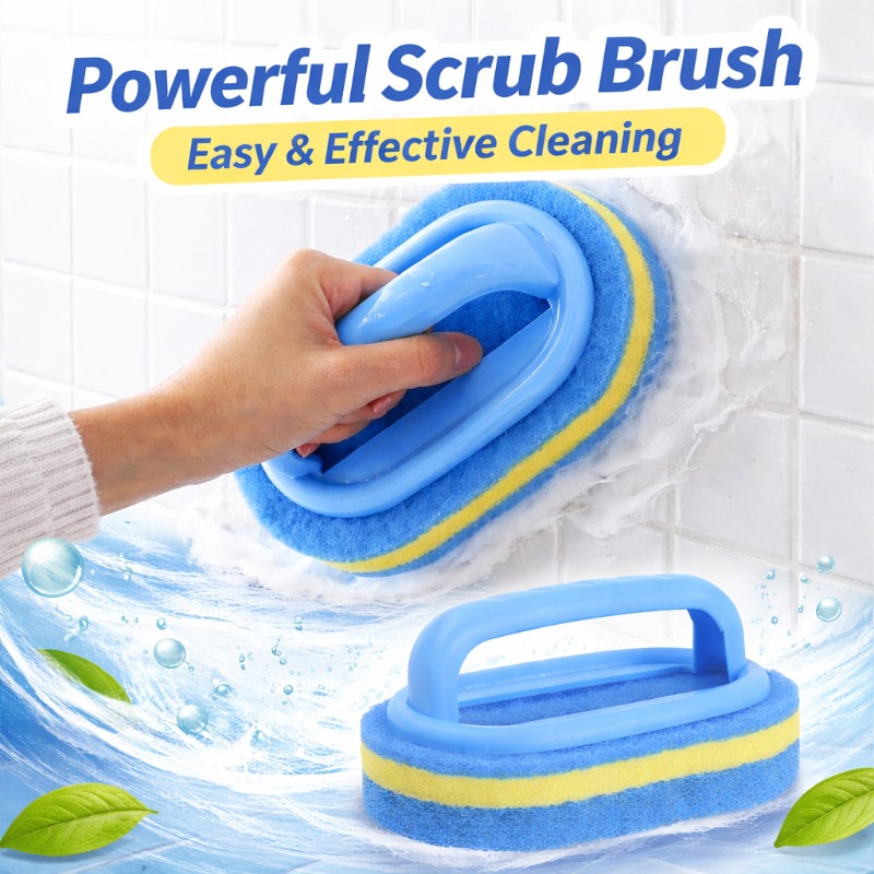 Home Bathroom Cleaning - Household Cleaning Brush with Handle Dish