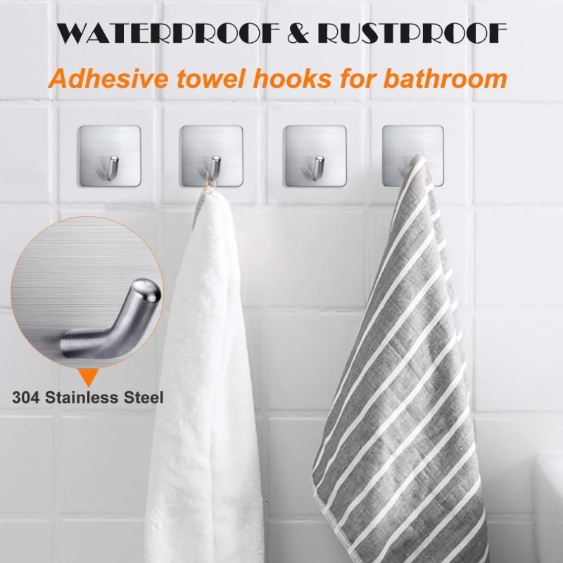 Tiny Home Bathroom Kitchen - 4Pcs No Drill Self Adhesive Stainless