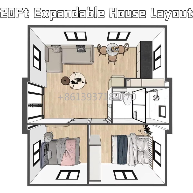 20ft  2 Bedroom Tiny House wit - огляд і ціна Tiny Home Bathroom Kitchen