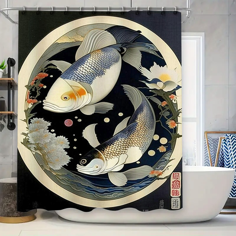 Vintage Japanese Fish Print Sh - огляд і ціна Japanese Home Bathroom Design