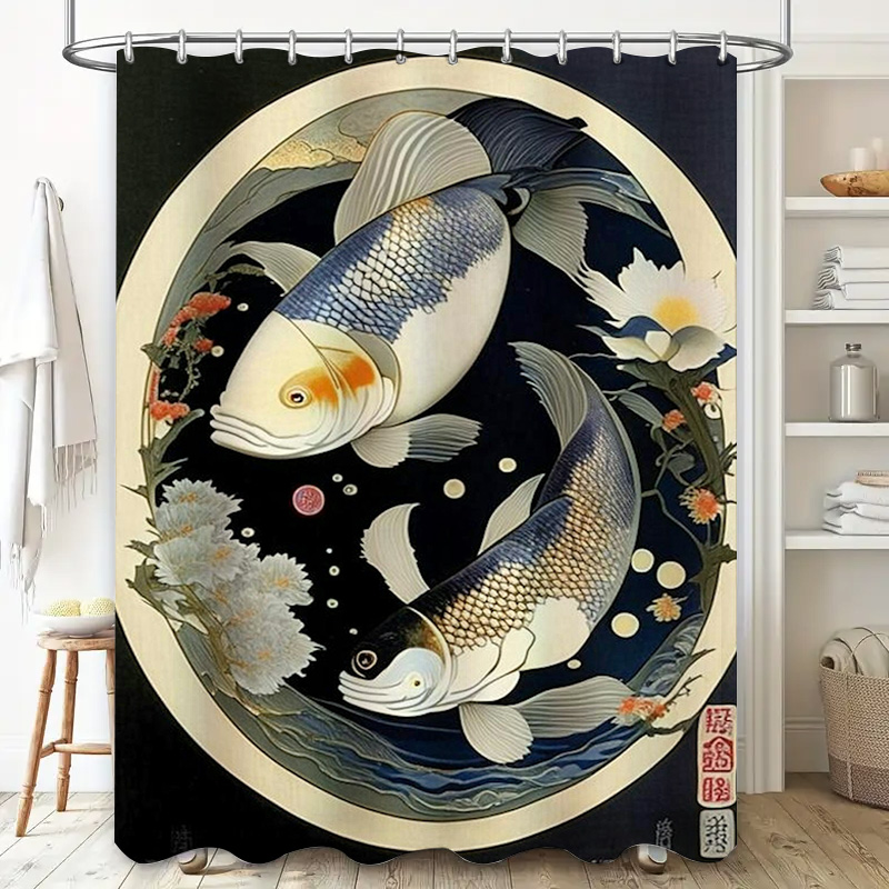 Vintage Japanese Fish Print Sh - огляд і ціна Japanese Home Bathroom Design