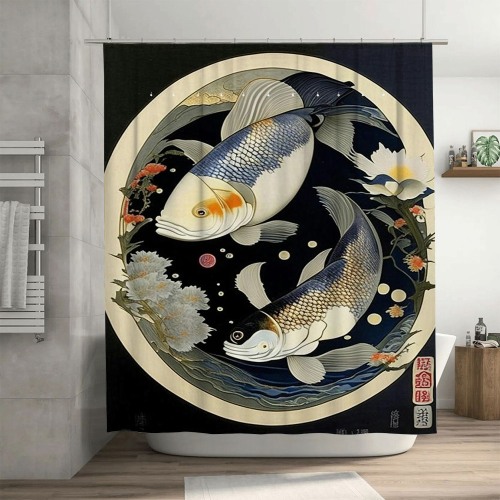 Vintage Japanese Fish Print Sh - огляд і ціна Japanese Home Bathroom Design