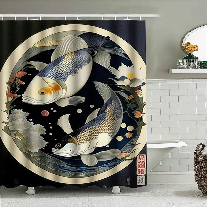Vintage Japanese Fish Print Sh - огляд і ціна Japanese Home Bathroom Design