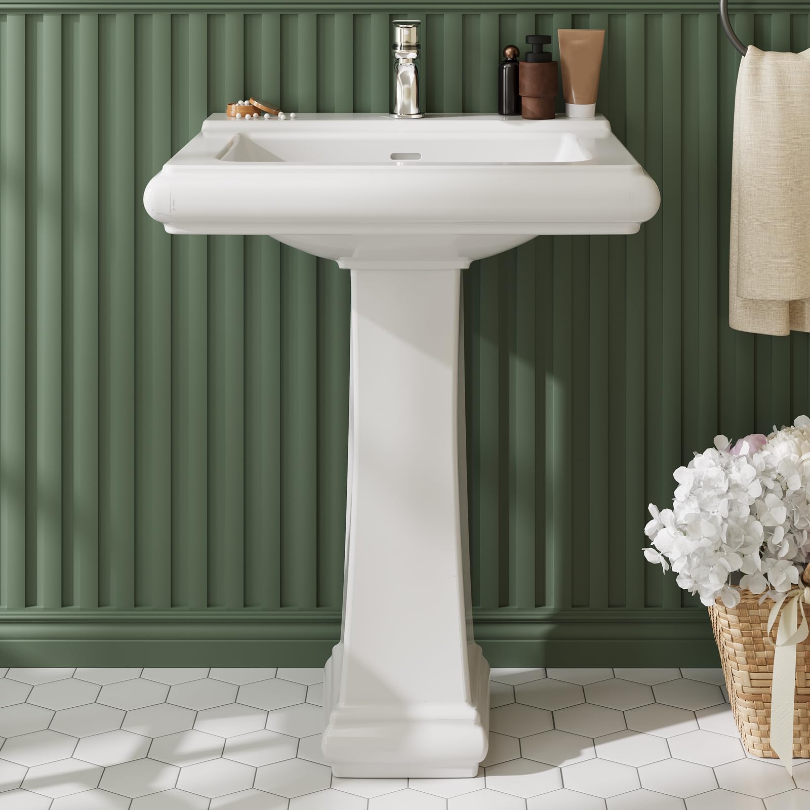 Pedestal Sink Square Ceramic B - огляд і ціна Home Bathroom Remodel